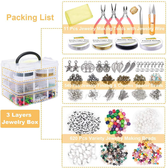 Jewelry Making Kit with 1171pcs Beads and Tools