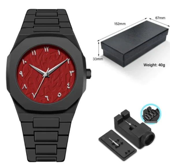 Men's Retro Arabic Digital Sports Waterproof Quartz Watch