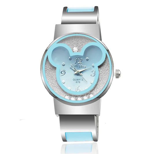 Women's Quartz Watch with Mickey Design and Bracelet