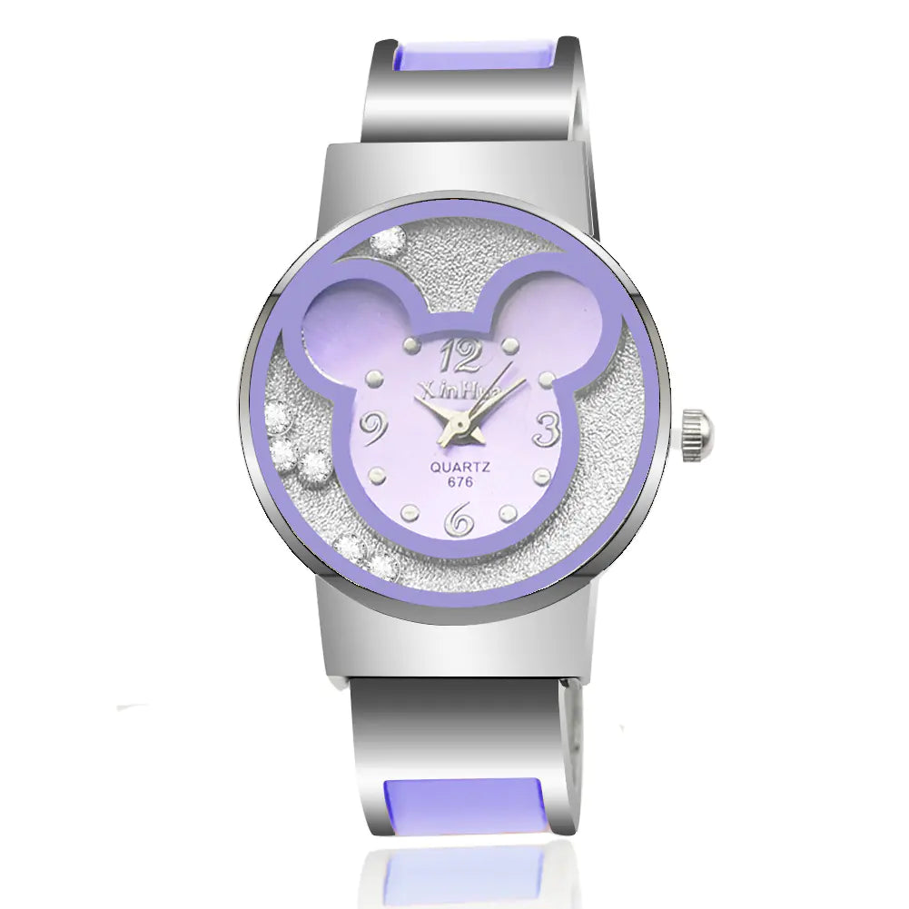 Women's Quartz Watch with Mickey Design and Bracelet