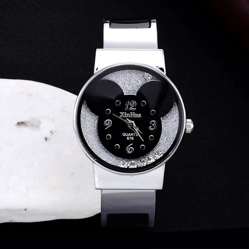 Women's Quartz Watch with Mickey Design and Bracelet