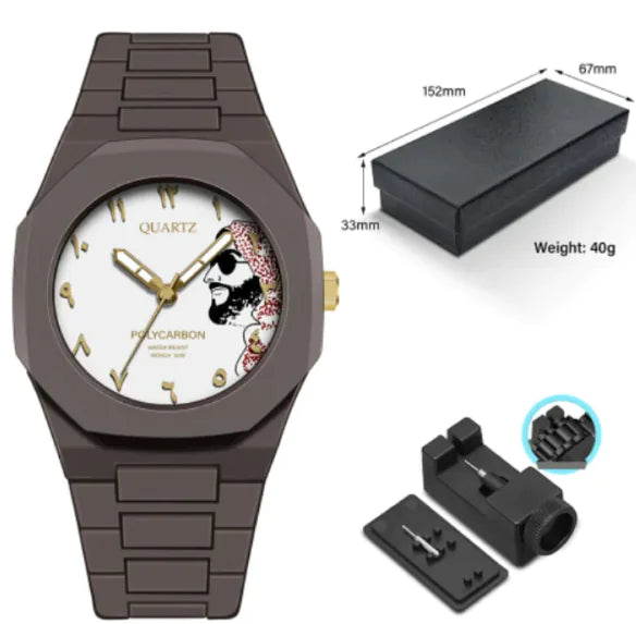 Men's Retro Arabic Digital Sports Waterproof Quartz Watch