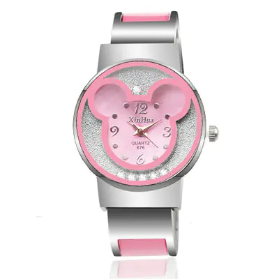 Women's Quartz Watch with Mickey Design and Bracelet